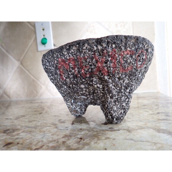Authentic MOLCAJETE Mexico Basalt Mortar & Pestle 7" dia Volcanic Lava Stone - Picture 11 of 16